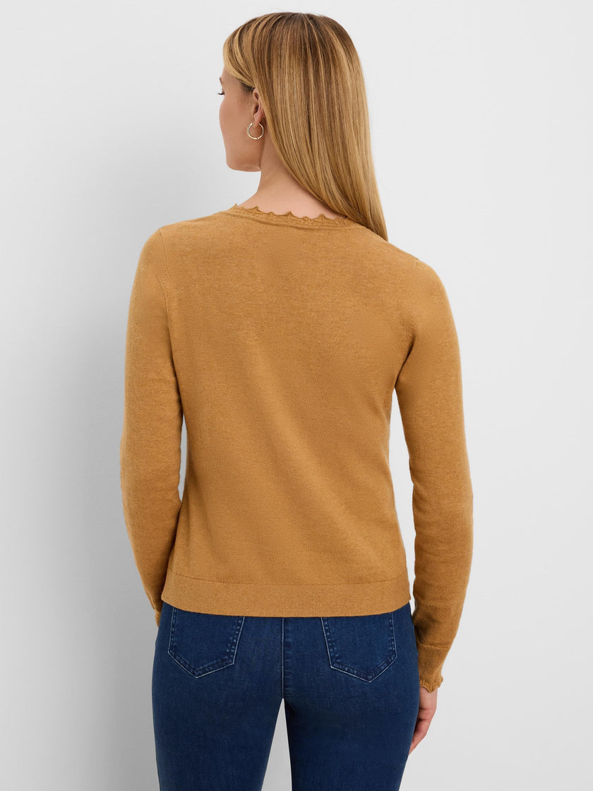 HENLEY RUFFLE SWEATER