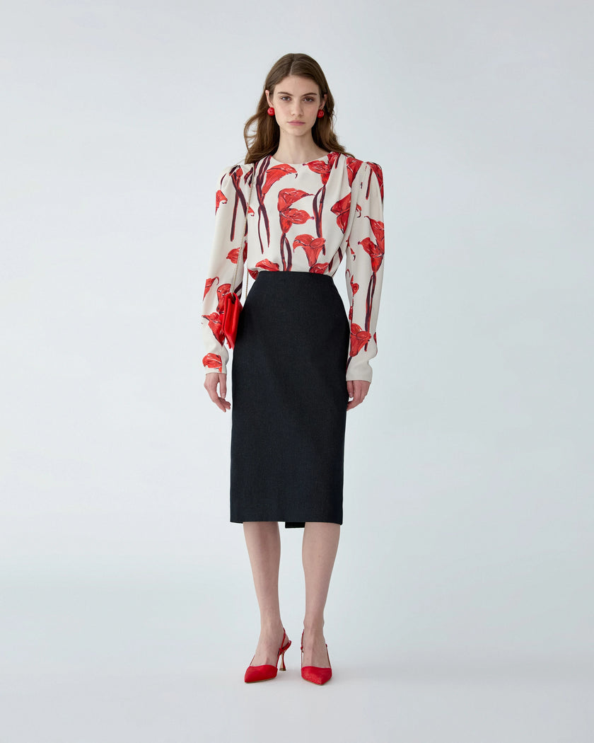 CALLA LILY PRINT BLOUSE
