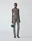 LEOPARD SPOT JACQUARD CIGARETTE PANTS