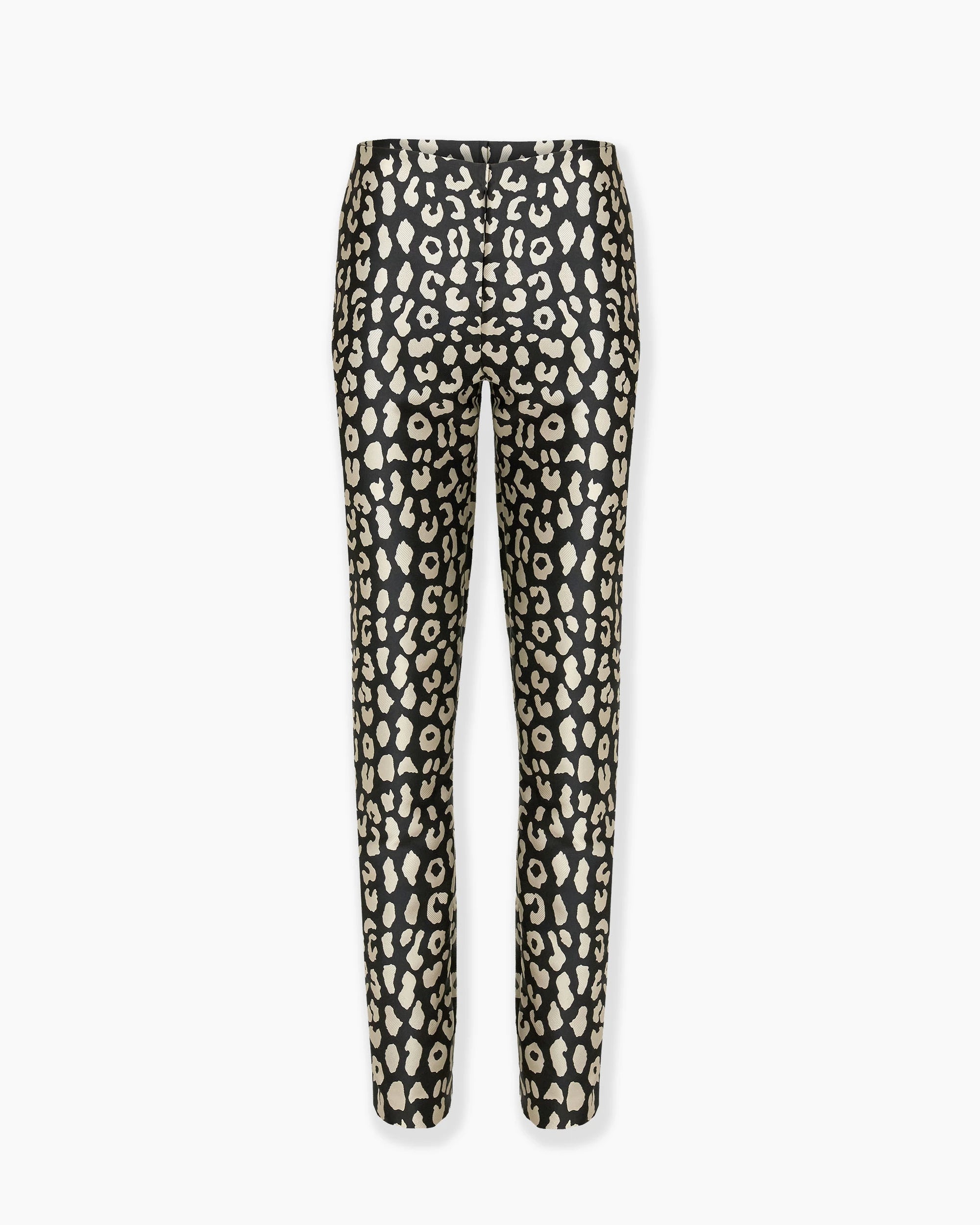 LEOPARD SPOT JACQUARD CIGARETTE PANTS