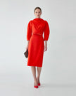 DRAPED NECK SHEATH DRESS