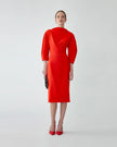 DRAPED NECK SHEATH DRESS