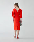 DRAPED NECK SHEATH DRESS