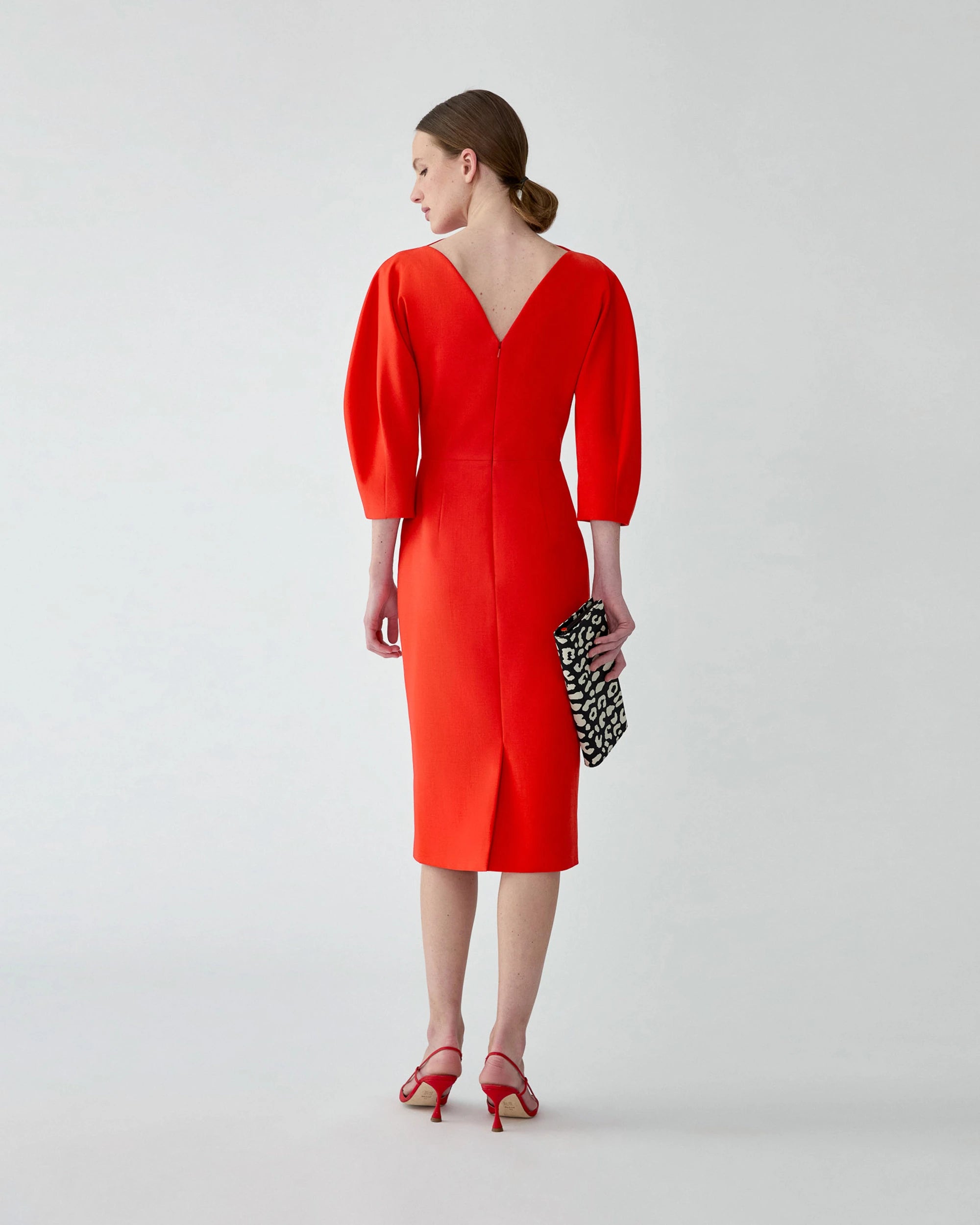 DRAPED NECK SHEATH DRESS