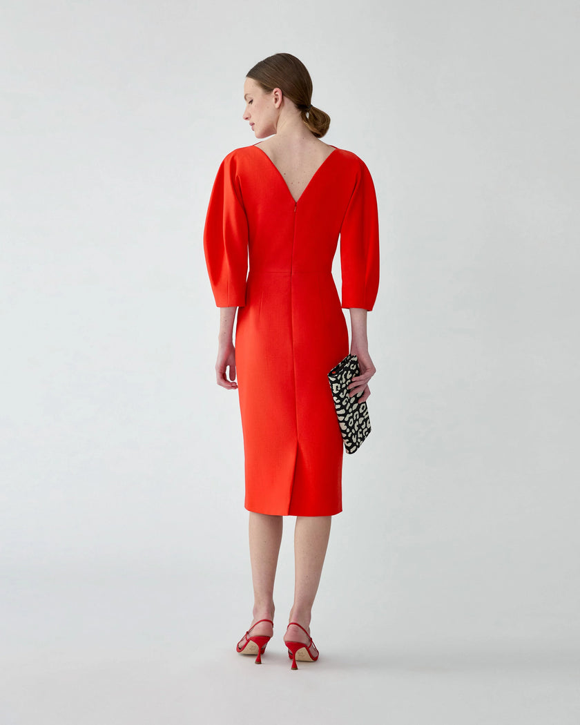 DRAPED NECK SHEATH DRESS