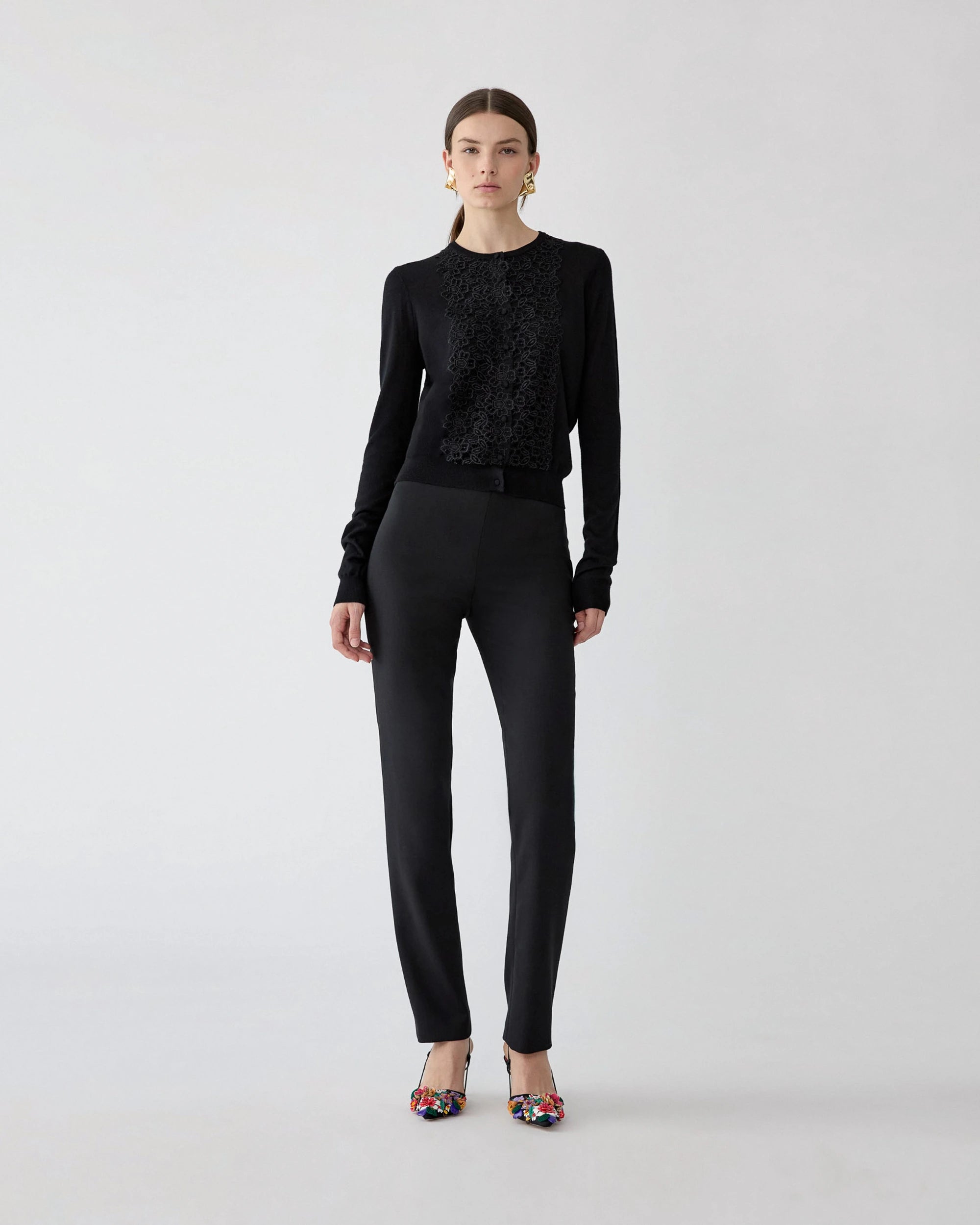 MERINO SILK CARDIGAN WITH LACE