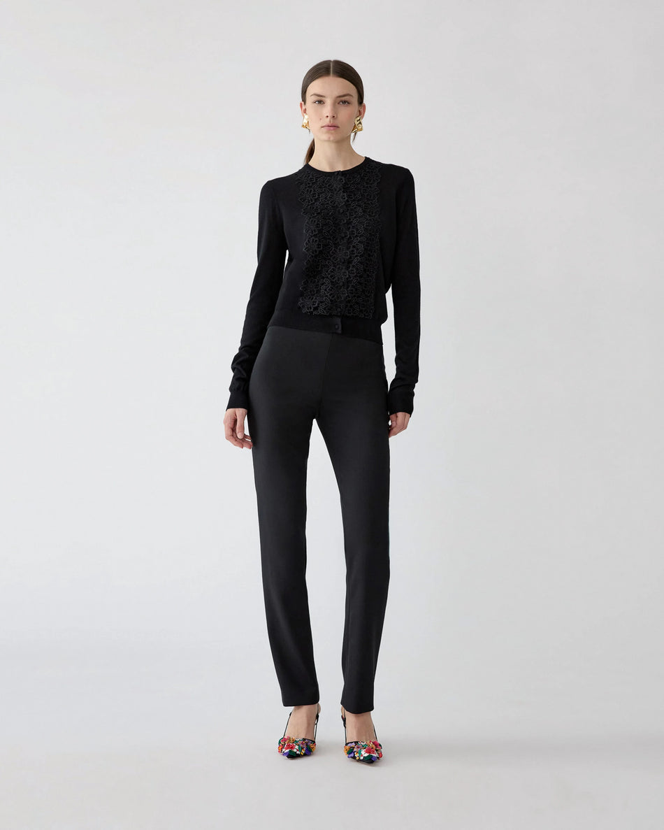 MERINO SILK CARDIGAN WITH LACE