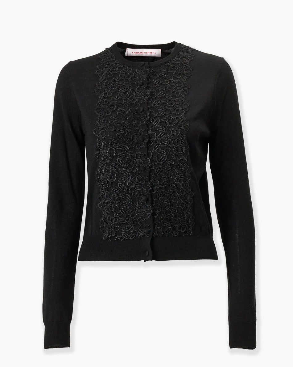 MERINO SILK CARDIGAN WITH LACE