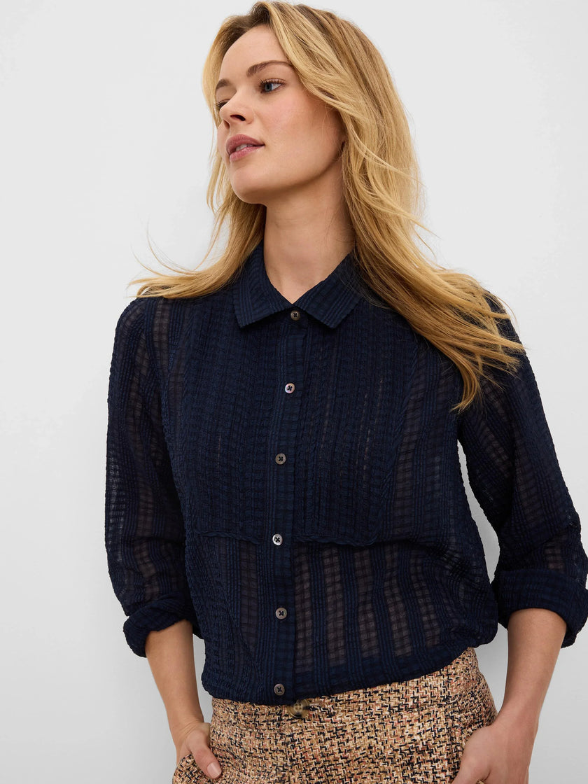 CHIFFON JACQUARD TUXEDO SHIRT