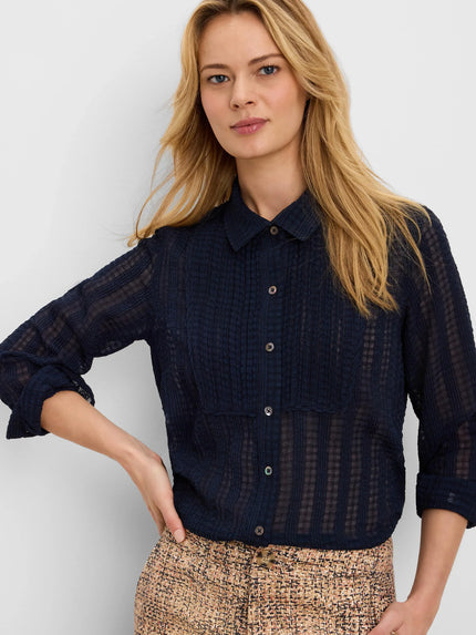 CHIFFON JACQUARD TUXEDO SHIRT