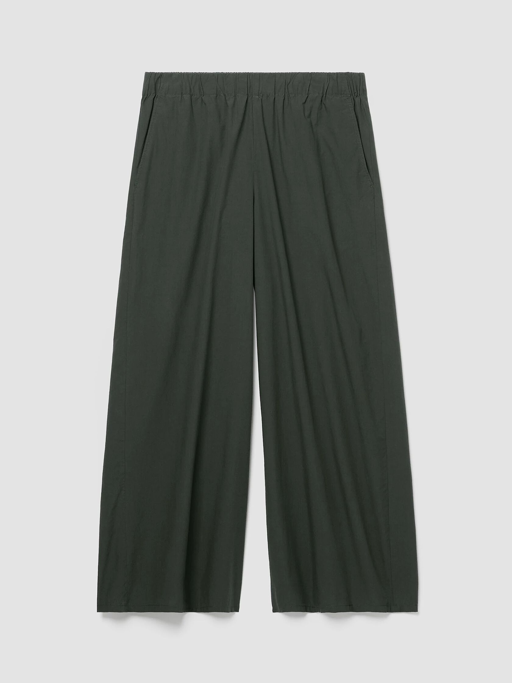 WASHED ORGANIC COTTON POPLIN WIDE LEG PANT