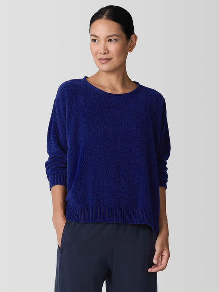 ORGANIC COTTON CHENILLE JEWEL NECK TOP