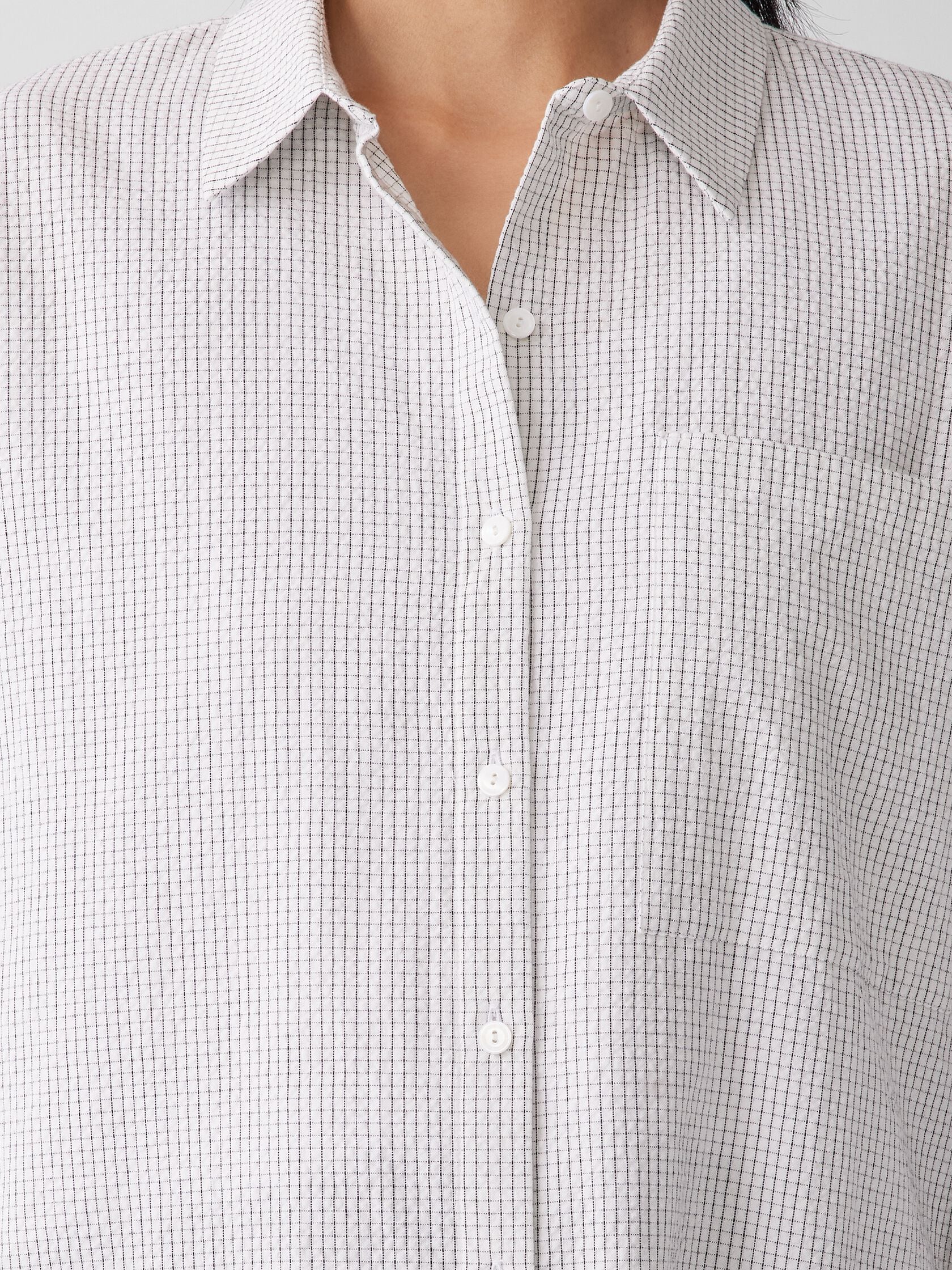 ORGANIC COTTON RIPPLE CHECKERED CLASSIC COLLAR SHIRT