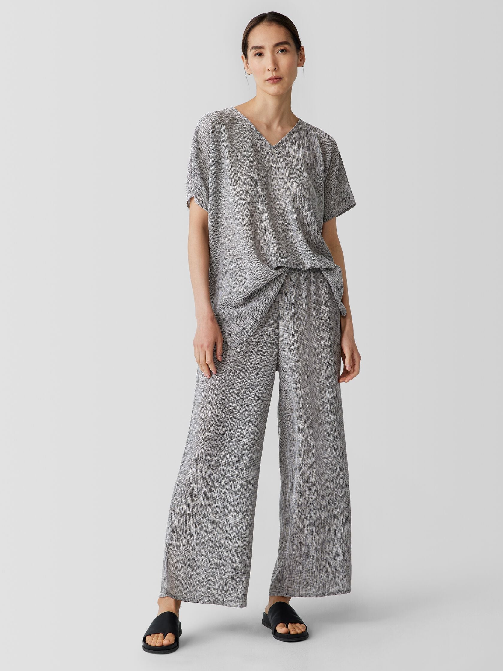 WOVEN PLISSE WIDE LEG PANT