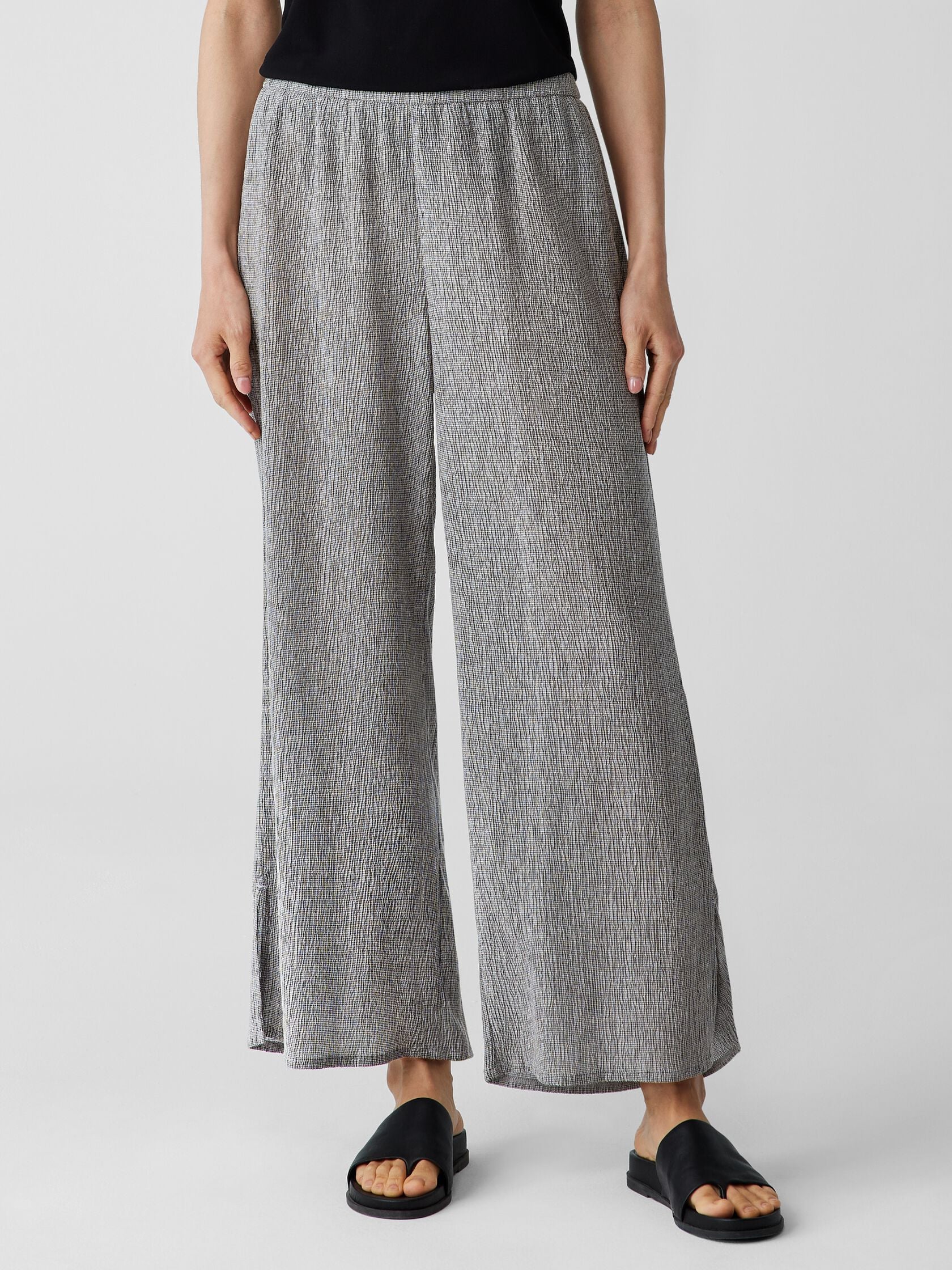 WOVEN PLISSE WIDE LEG PANT