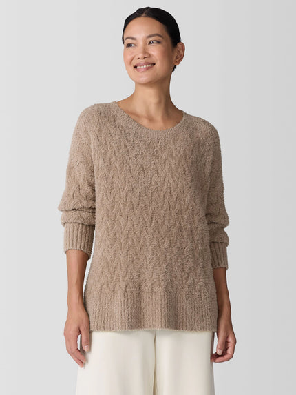 FRINGED ORGANIC COTTON CREW NECK TOP