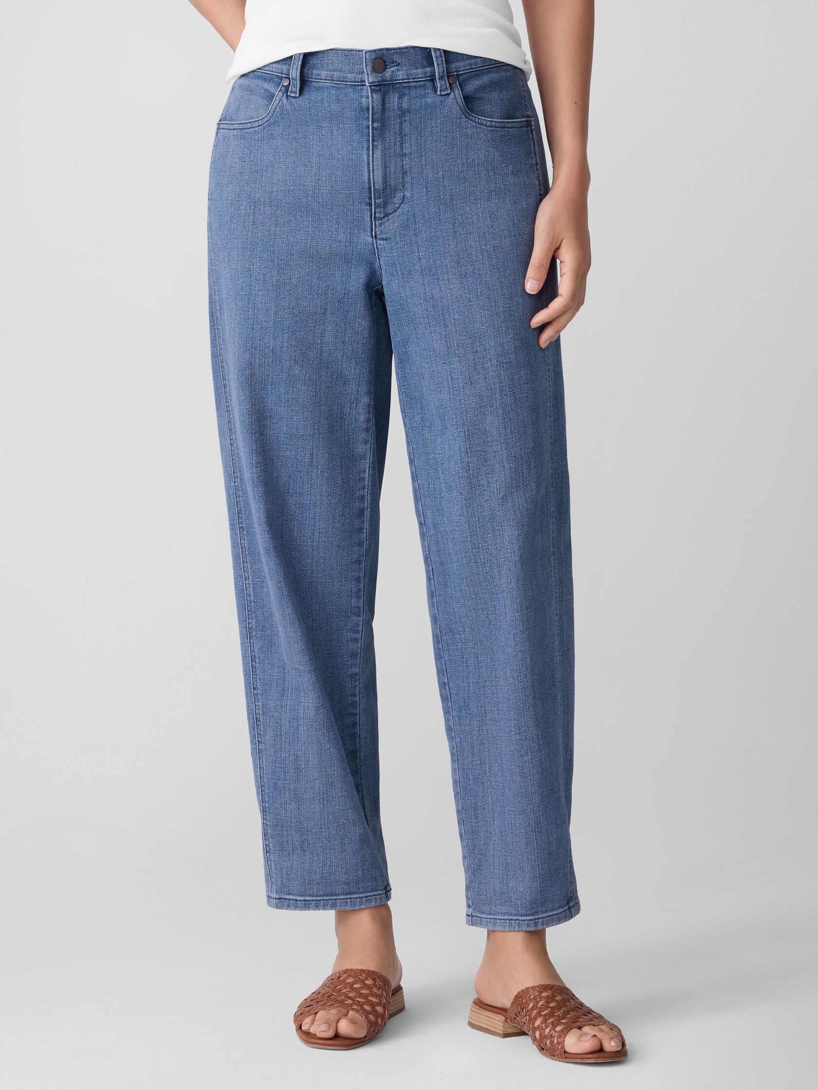 COTTON STRETCH DENIM LANTERN JEAN