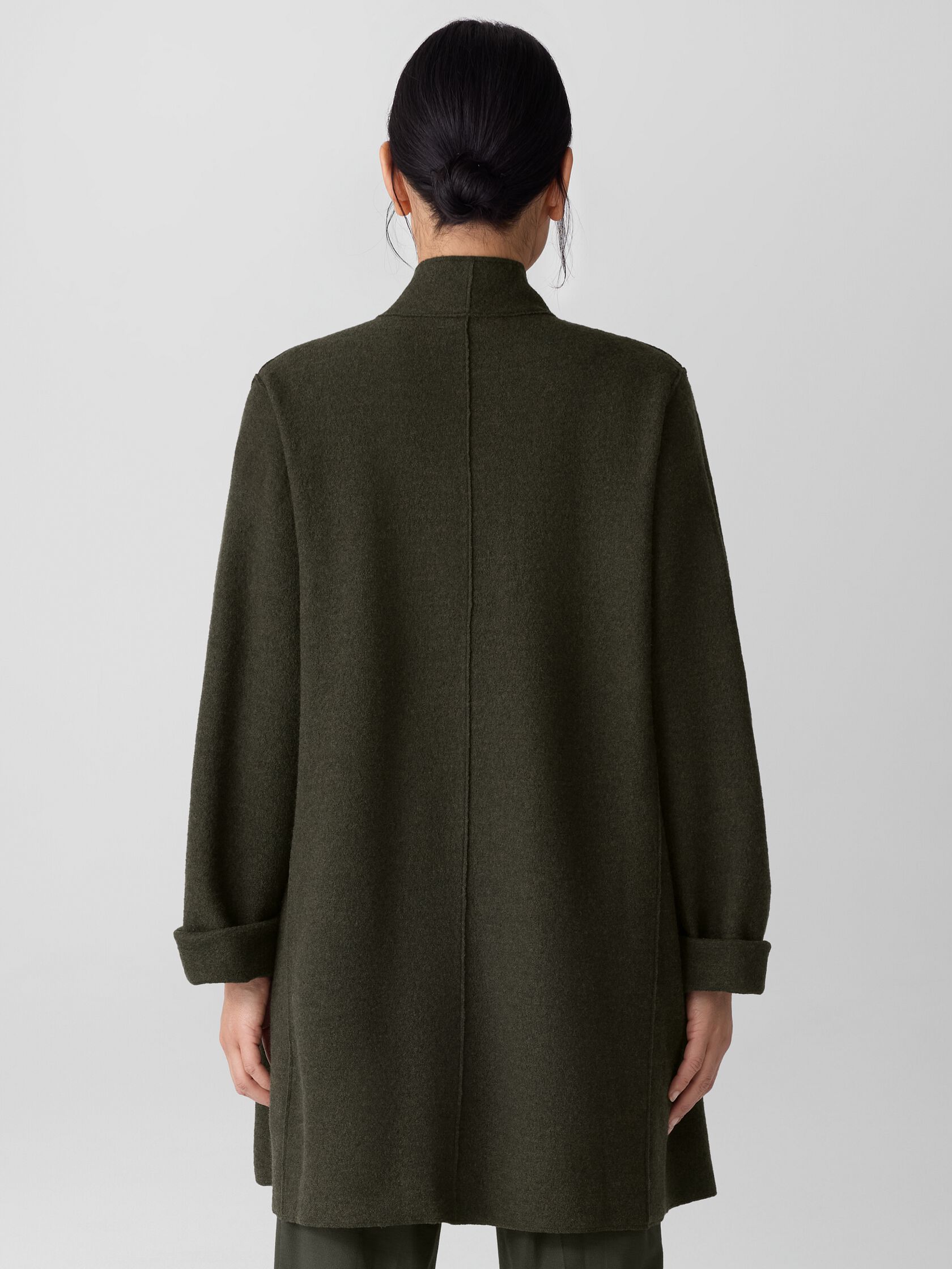 LIGHTWEIGHT BOILED WOOL HIGH COLLAR JACKET
