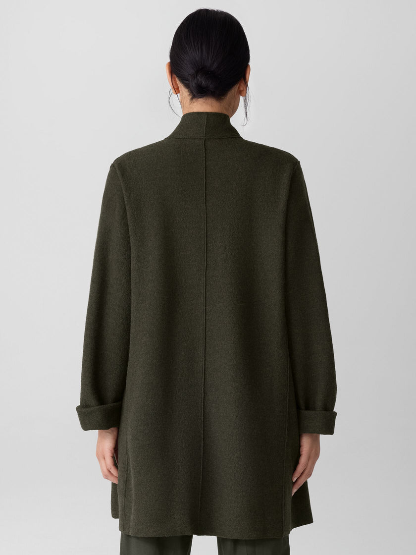LIGHTWEIGHT BOILED WOOL HIGH COLLAR JACKET