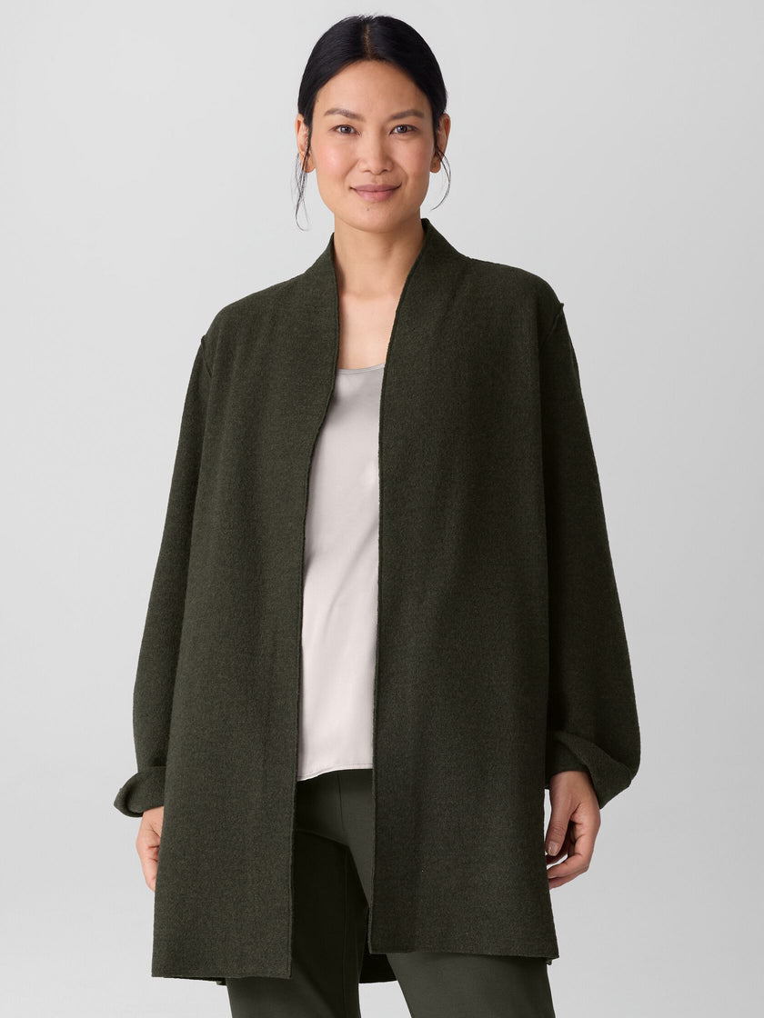 LIGHTWEIGHT BOILED WOOL HIGH COLLAR JACKET