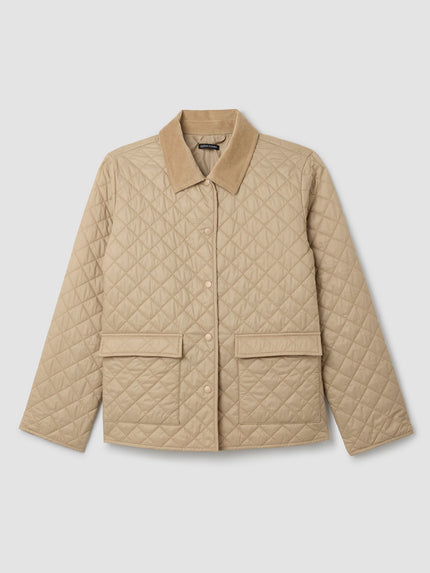 EGGSHELL RECYCLED NYLON QUILTED CLASSIC COLLAR JACKET