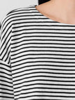STRIPED ORGANIC COTTON SLUB BATEAU NECK TOP