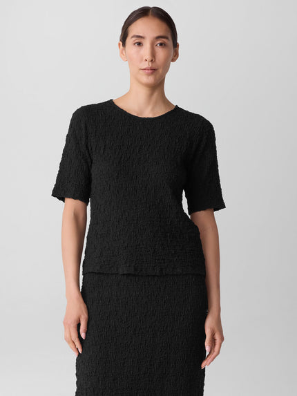 BUBBLE JACQUARD CREW NECK TOP