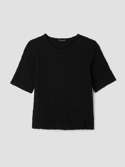 BUBBLE JACQUARD CREW NECK TOP