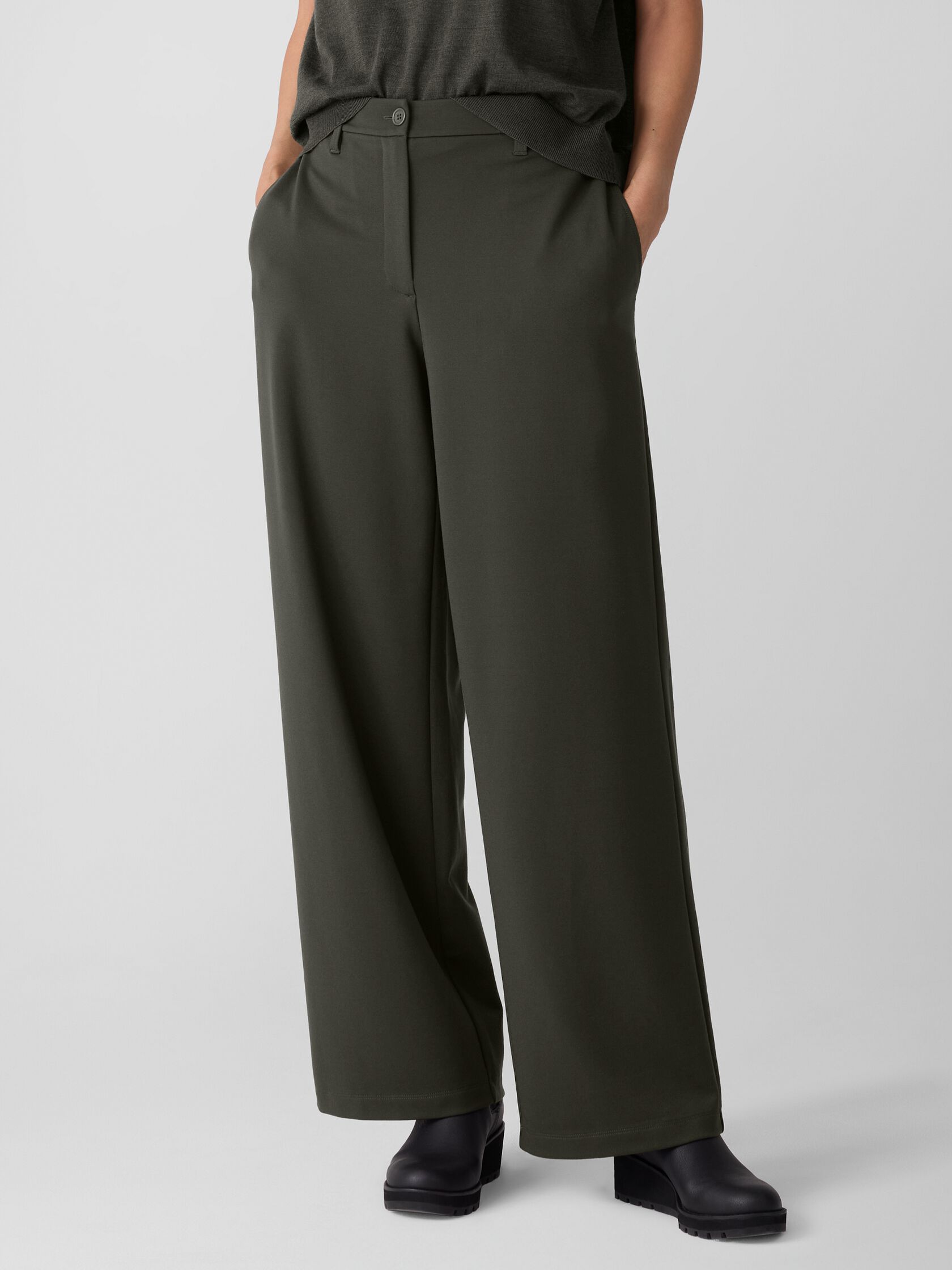 WASHABLE FLEX PONTE WIDE LEG TROUSER PANT