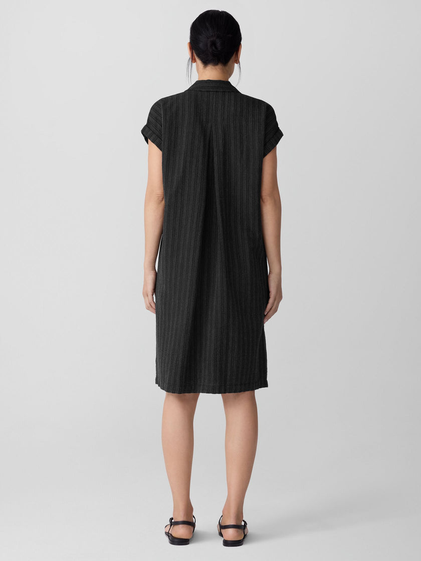 COTTON BLEND STRIPE STITCH SHIRTDRESS