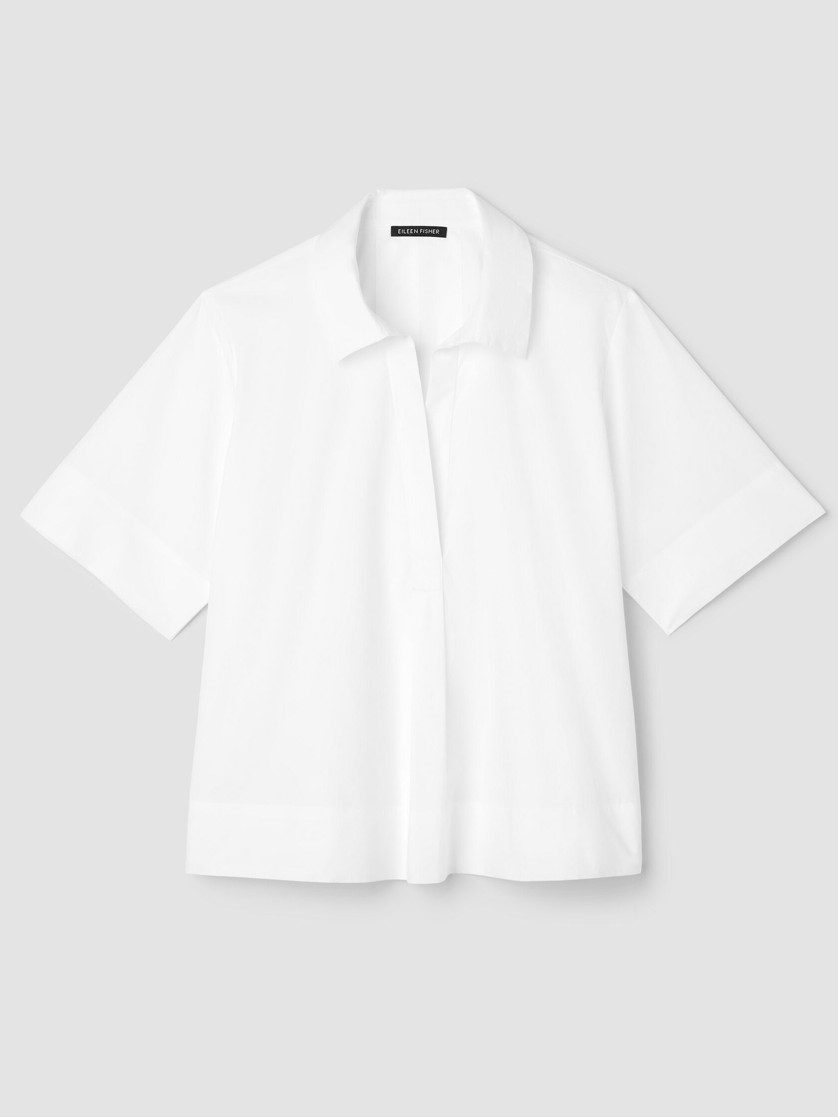 ORGANIC COTTON POPLIN SPLIT NECK TOP