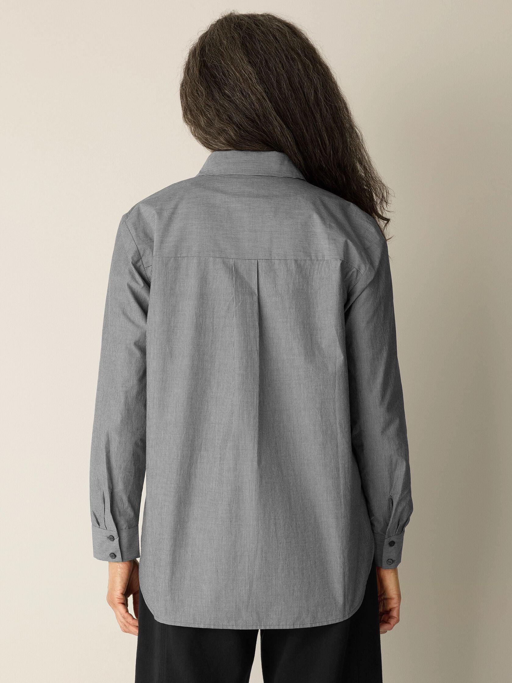 STRIPED ORGANIC COTTON POPLIN CLASSIC COLLAR SHIRT