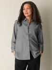 STRIPED ORGANIC COTTON POPLIN CLASSIC COLLAR SHIRT