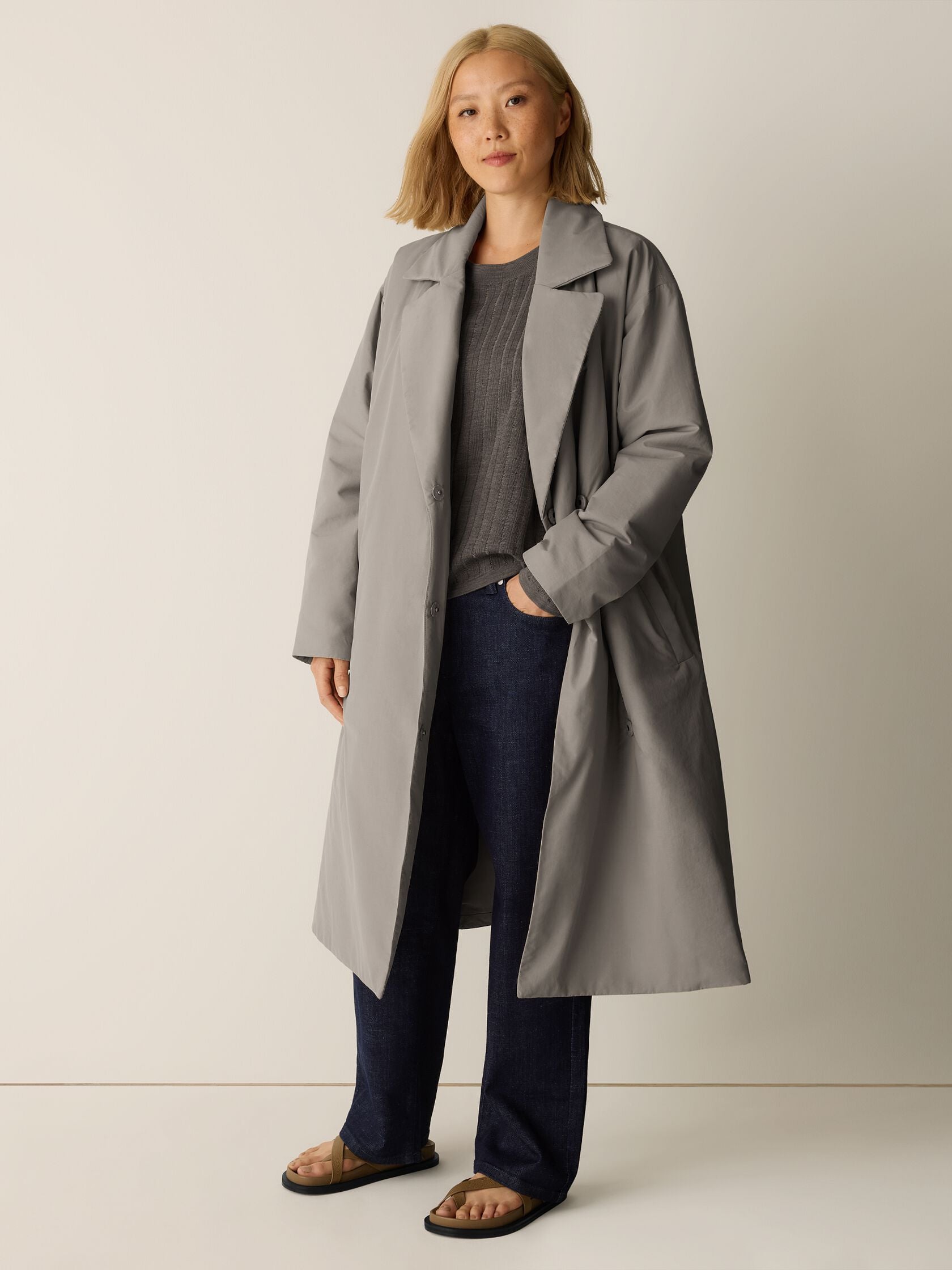 LIGHT COTTON NYLON PADDED TRENCH COAT