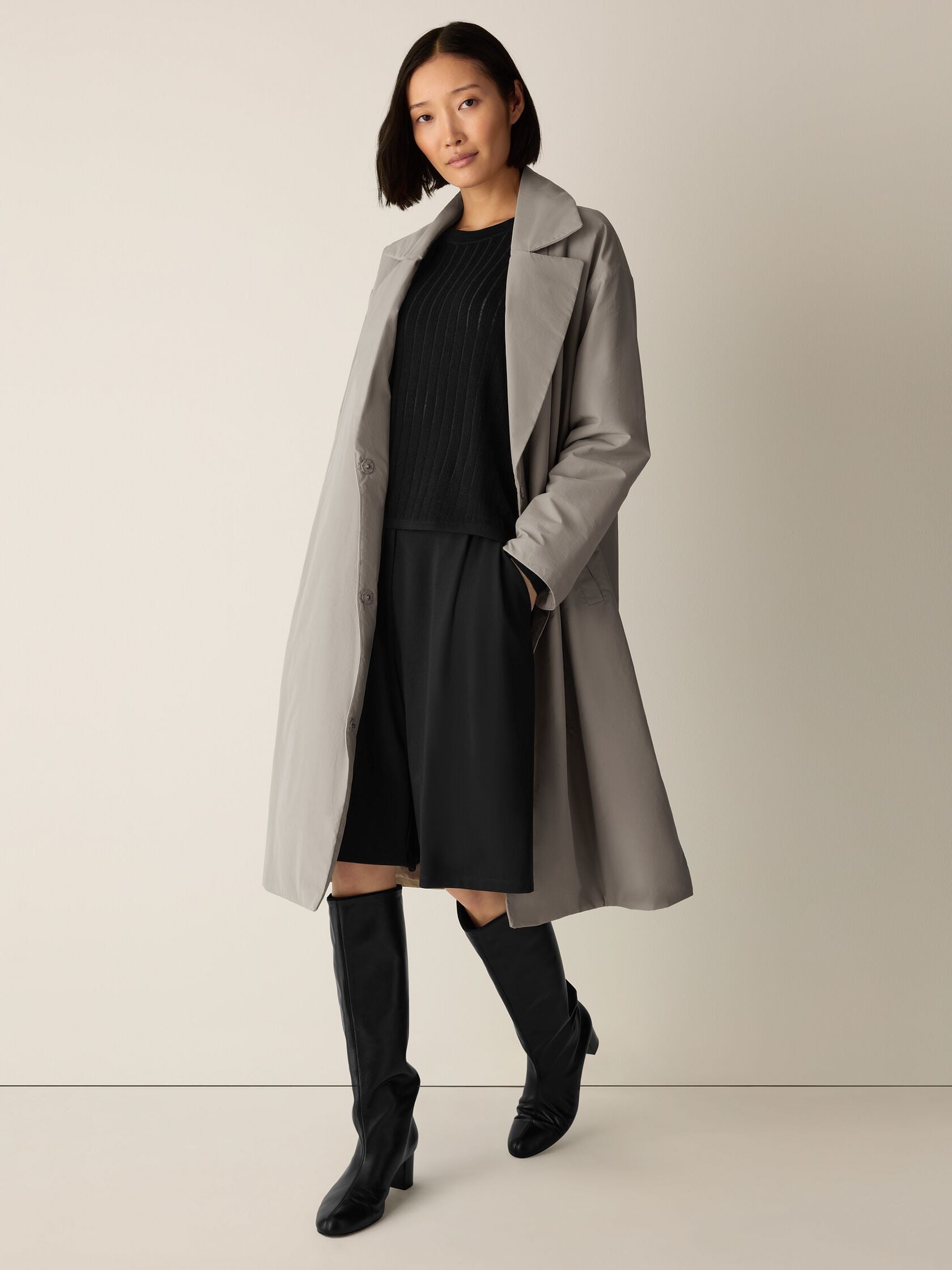 LIGHT COTTON NYLON PADDED TRENCH COAT