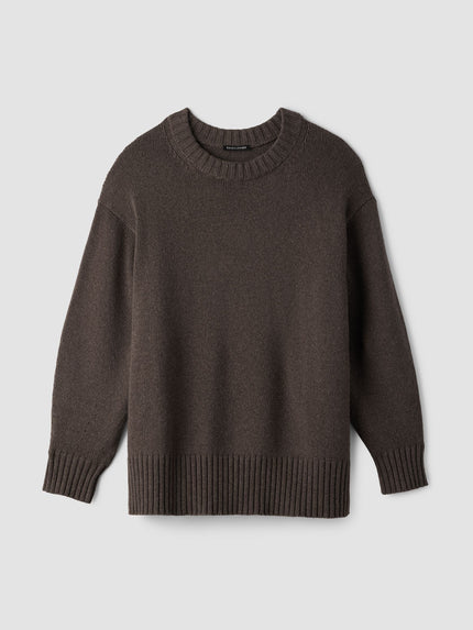 COTTON AND RECYCLED CASHMERE CREW NECK LONG TOP