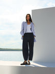 COTTON INDIGO KNIT DENIM LANTERN PANT