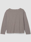STRIPED ORGANIC COTTON SLUB BATEAU NECK TOP IN TRUFFLE