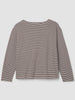 STRIPED ORGANIC COTTON SLUB BATEAU NECK TOP IN TRUFFLE
