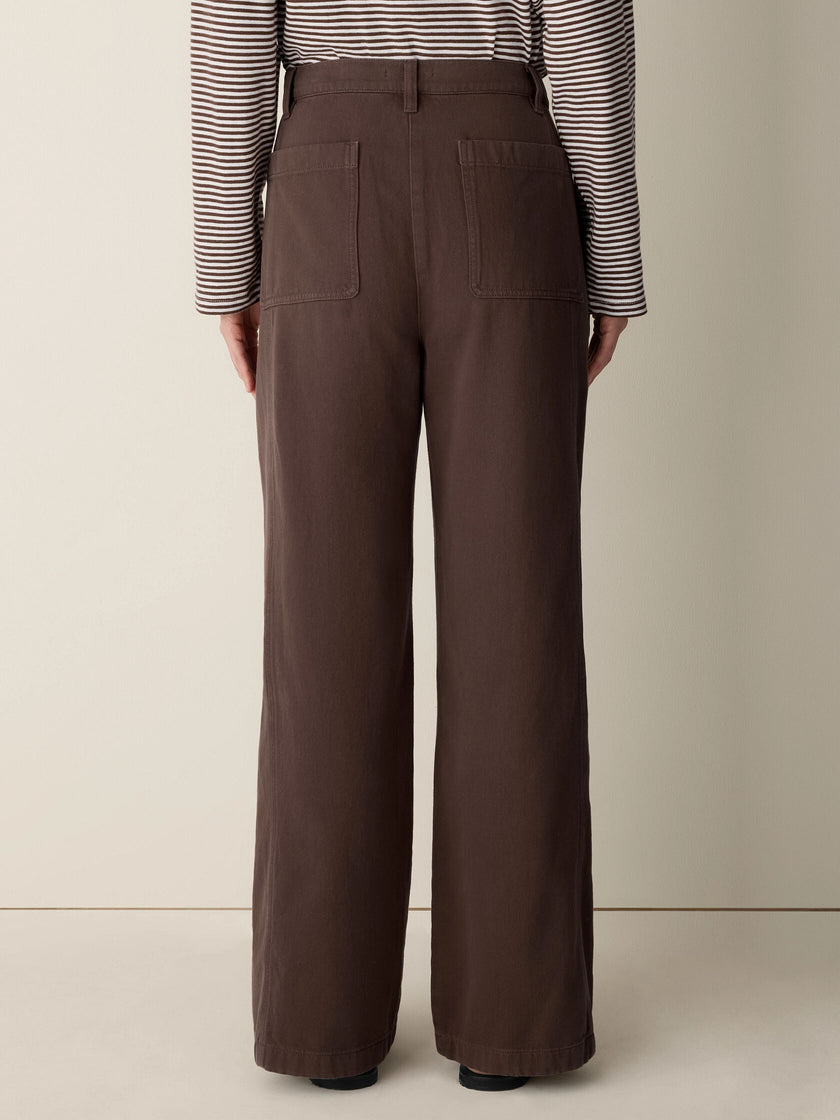 GARMENT DYED UTILITY COTTON WIDE LEG PANT