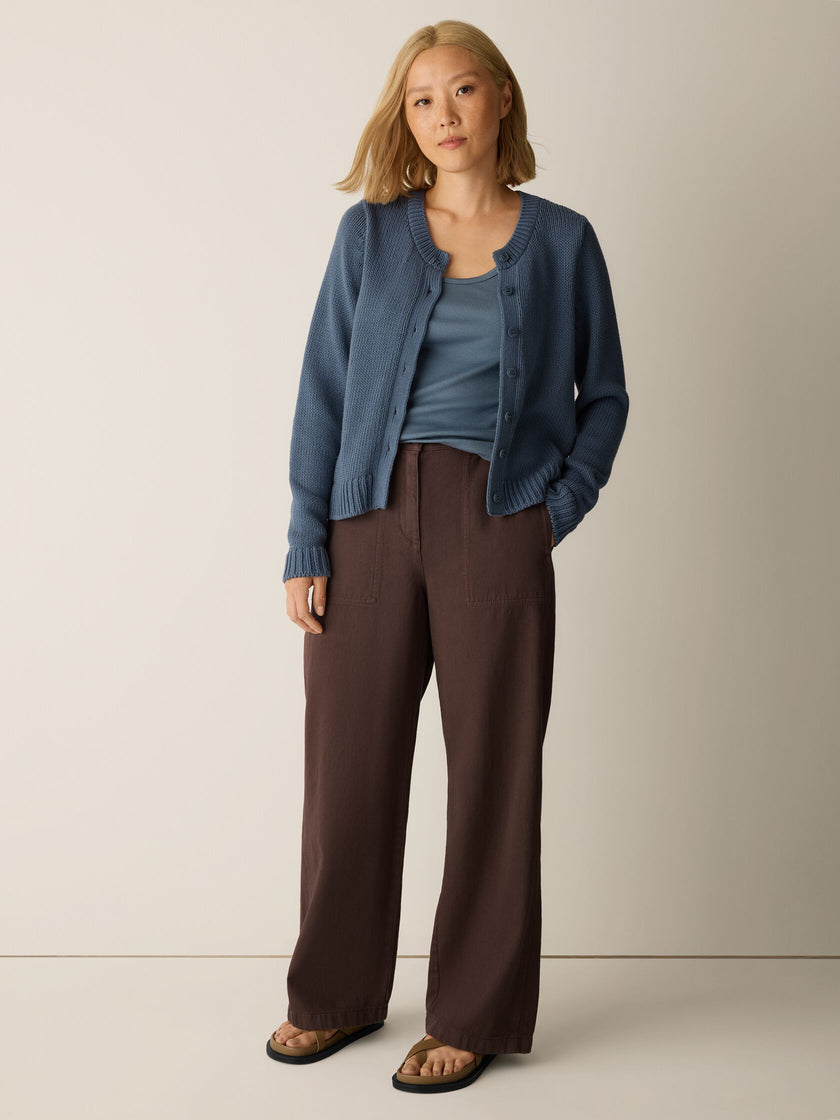 GARMENT DYED UTILITY COTTON WIDE LEG PANT