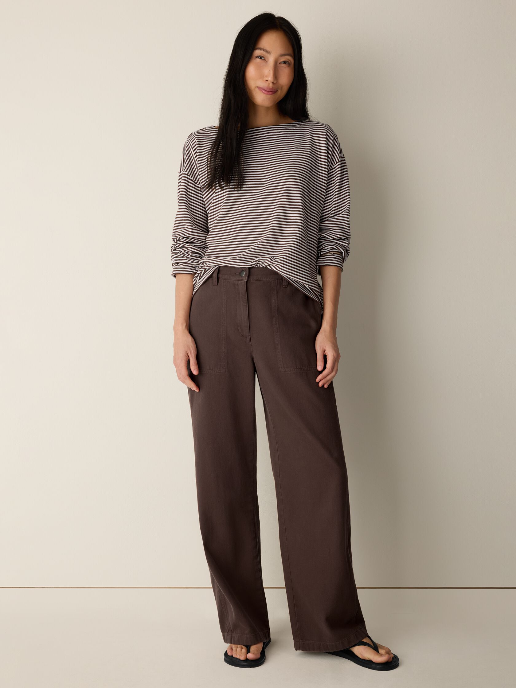 GARMENT DYED UTILITY COTTON WIDE LEG PANT