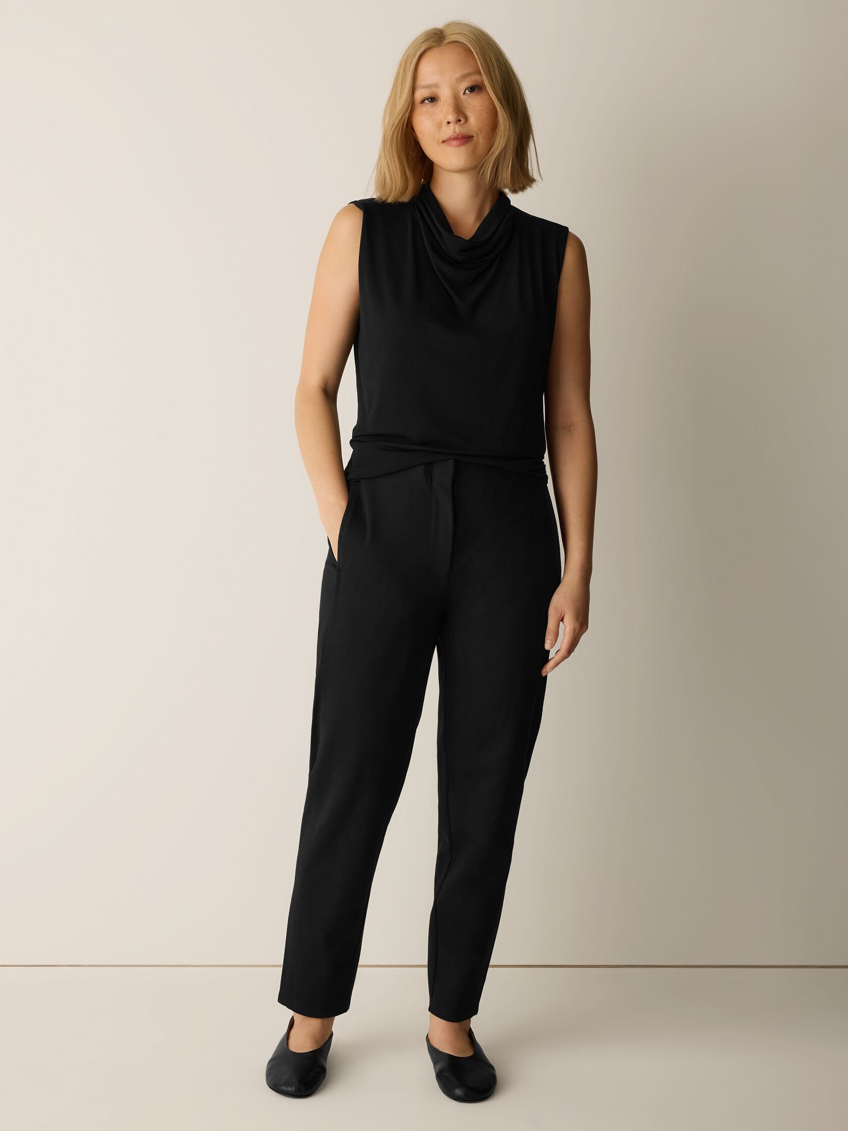 WASHABLE FLEX PONTE TAPERED TROUSER PANT