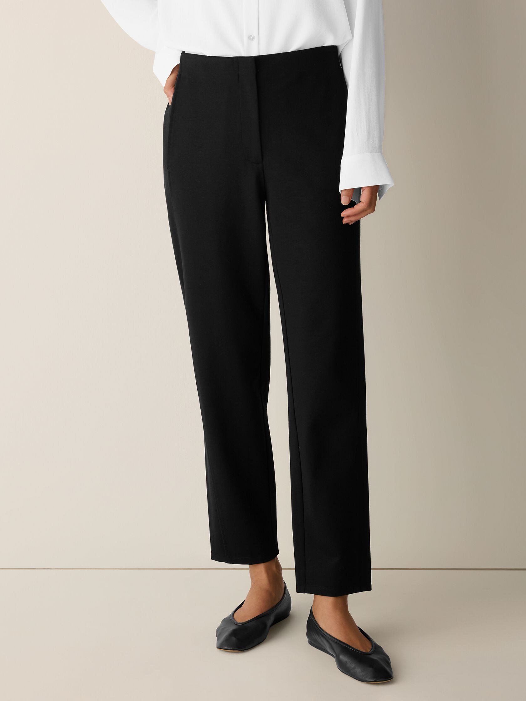 WASHABLE FLEX PONTE TAPERED TROUSER PANT