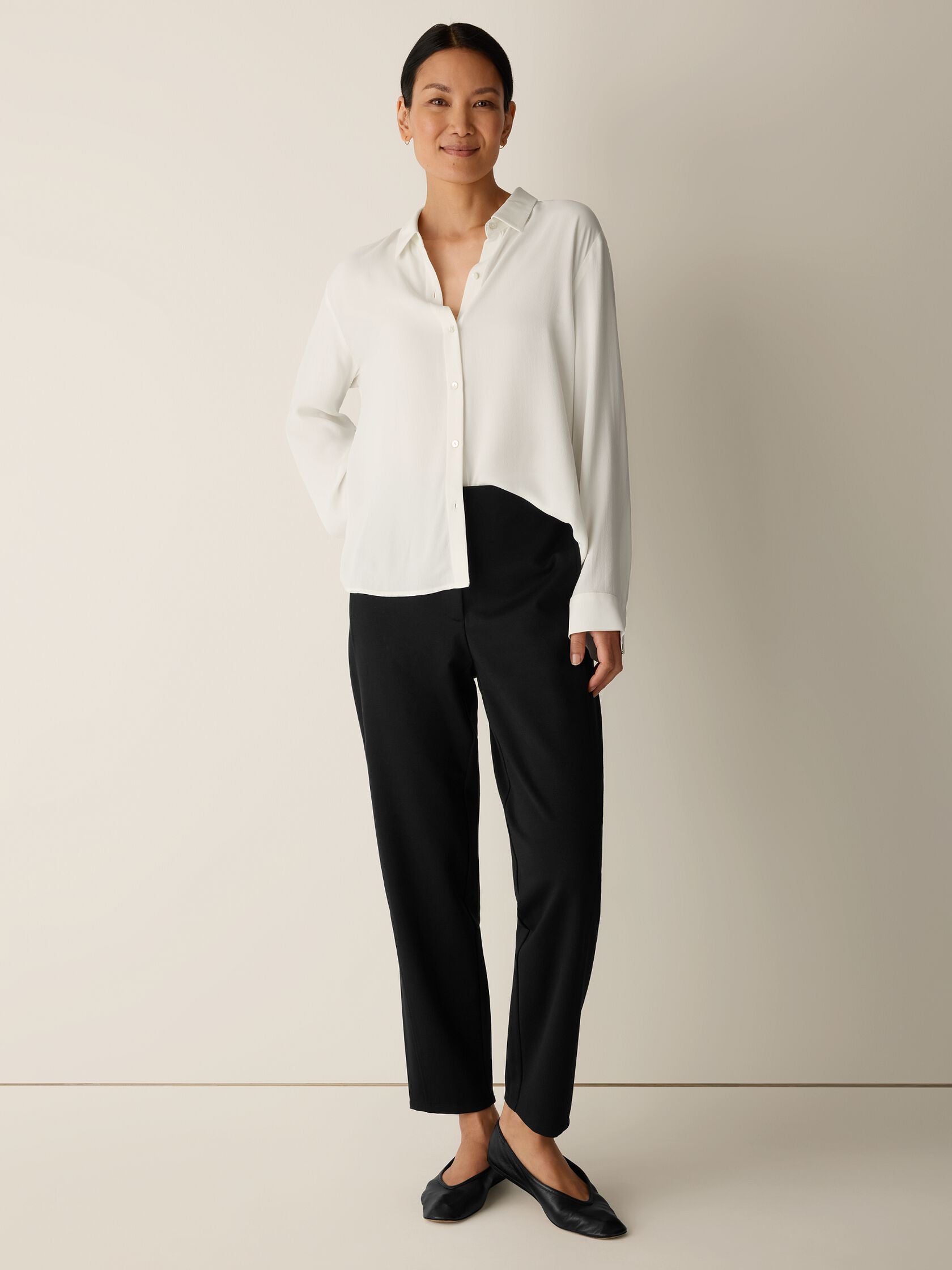 WASHABLE FLEX PONTE TAPERED TROUSER PANT