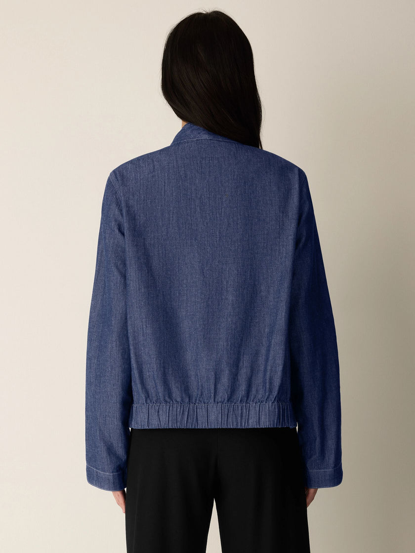 LIGHTWEIGHT ORGANIC COTTON DENIM CURVED JACKET