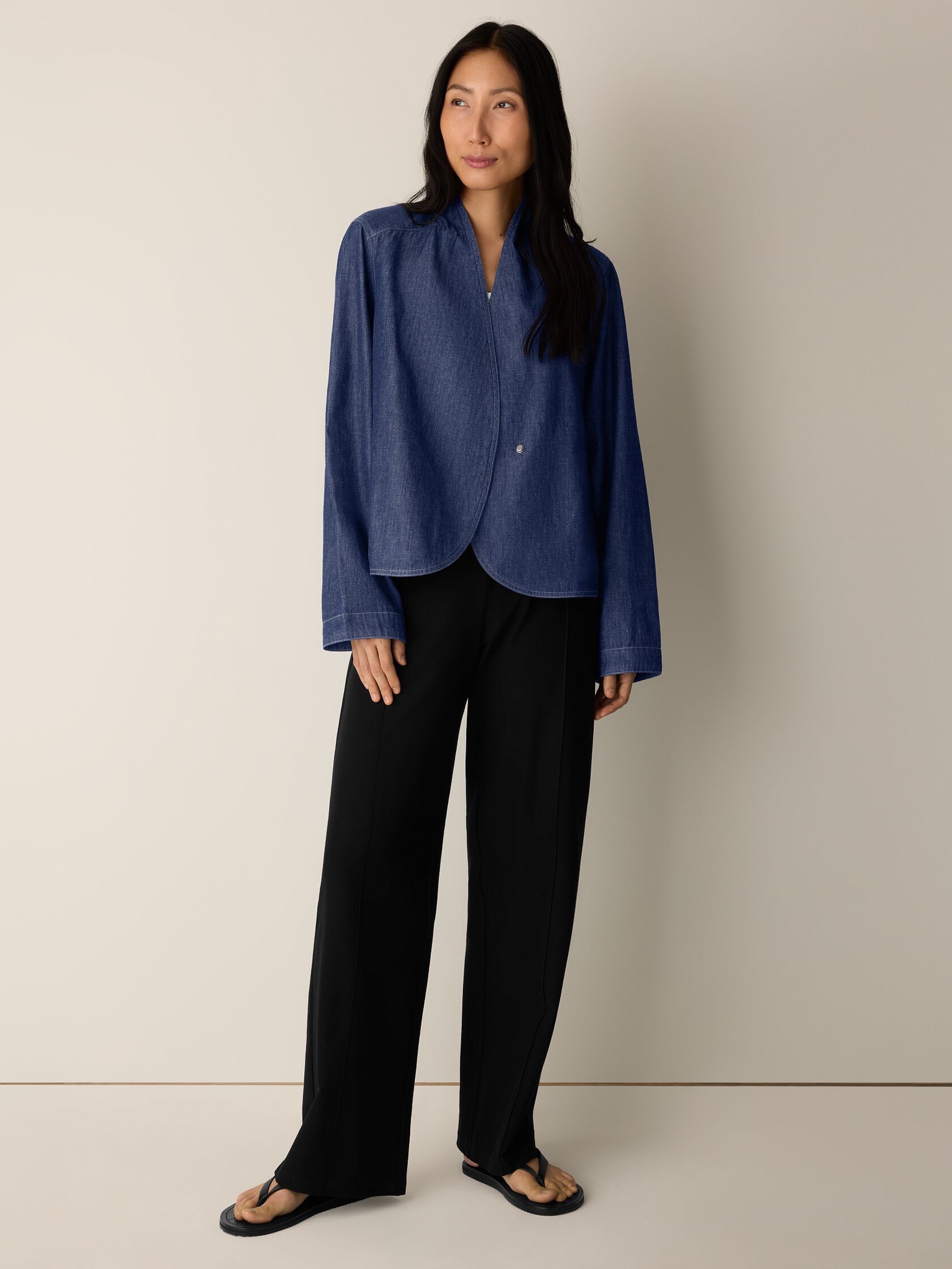 LIGHTWEIGHT ORGANIC COTTON DENIM CURVED JACKET