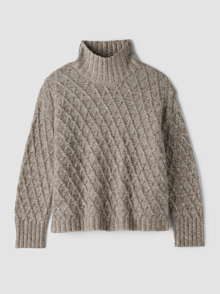 PERUVIAN COTTON BOUCLE FLUFF TURTLENECK