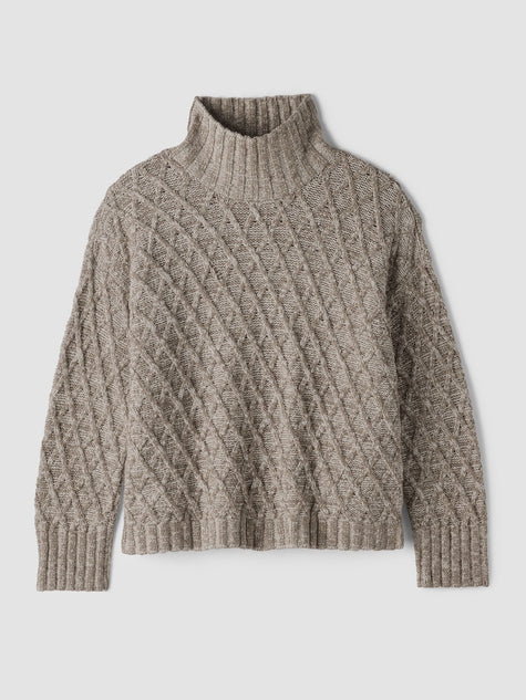 PERUVIAN COTTON BOUCLE FLUFF TURTLENECK