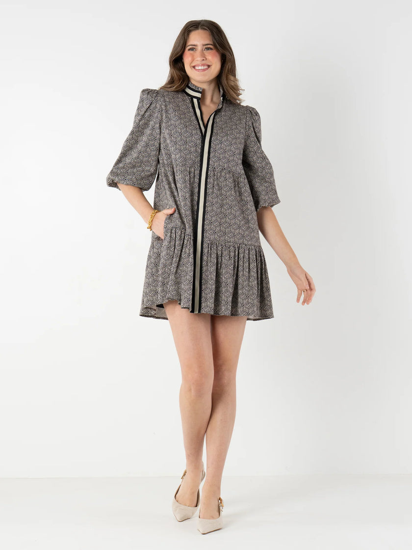 SADIE DRESS BLACK TONAL MONOGRAM